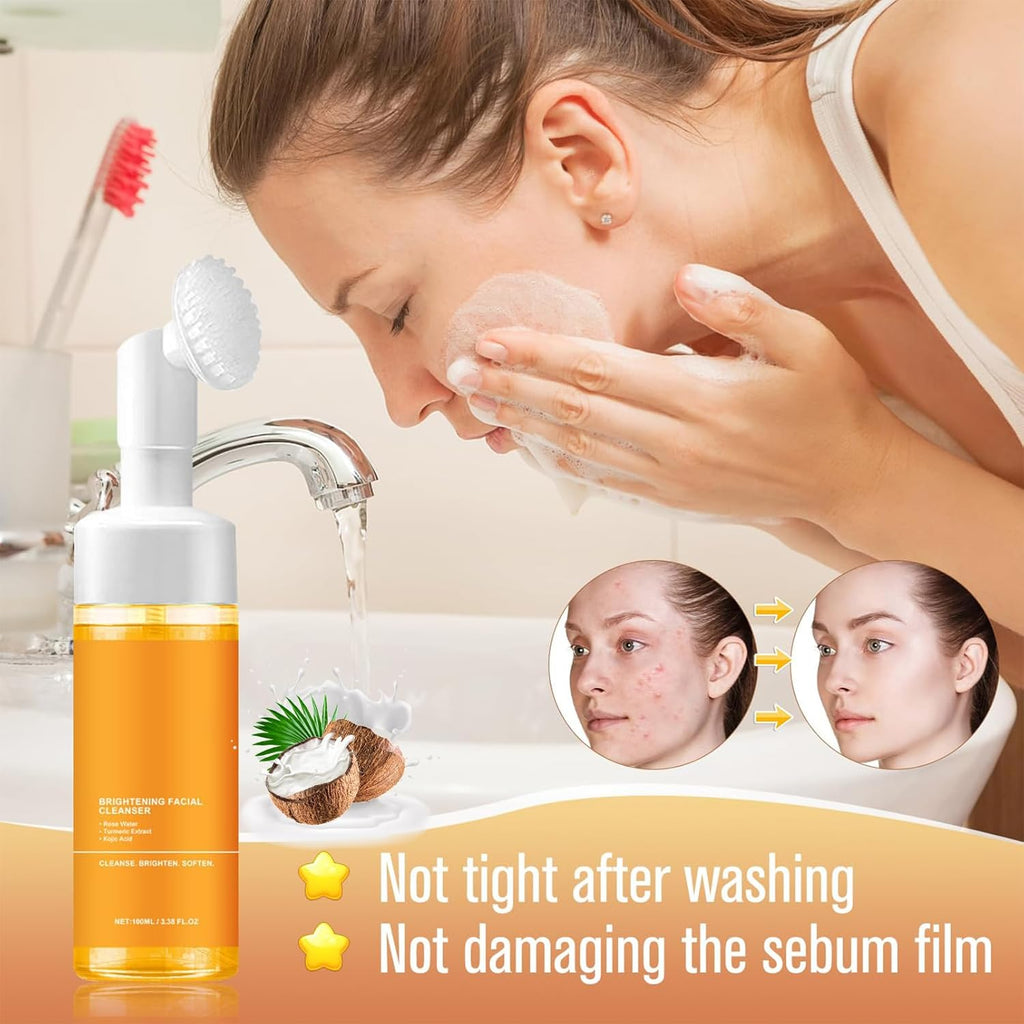 Turmeric Facial Cleanser, Foaming Face Wash, Turmeric Face Wash, Turmeric Acid Foaming Cleanser Deep Cleansing, Hydrating Skincare Facials Wash Suitable for All Skin 1PCS (1)